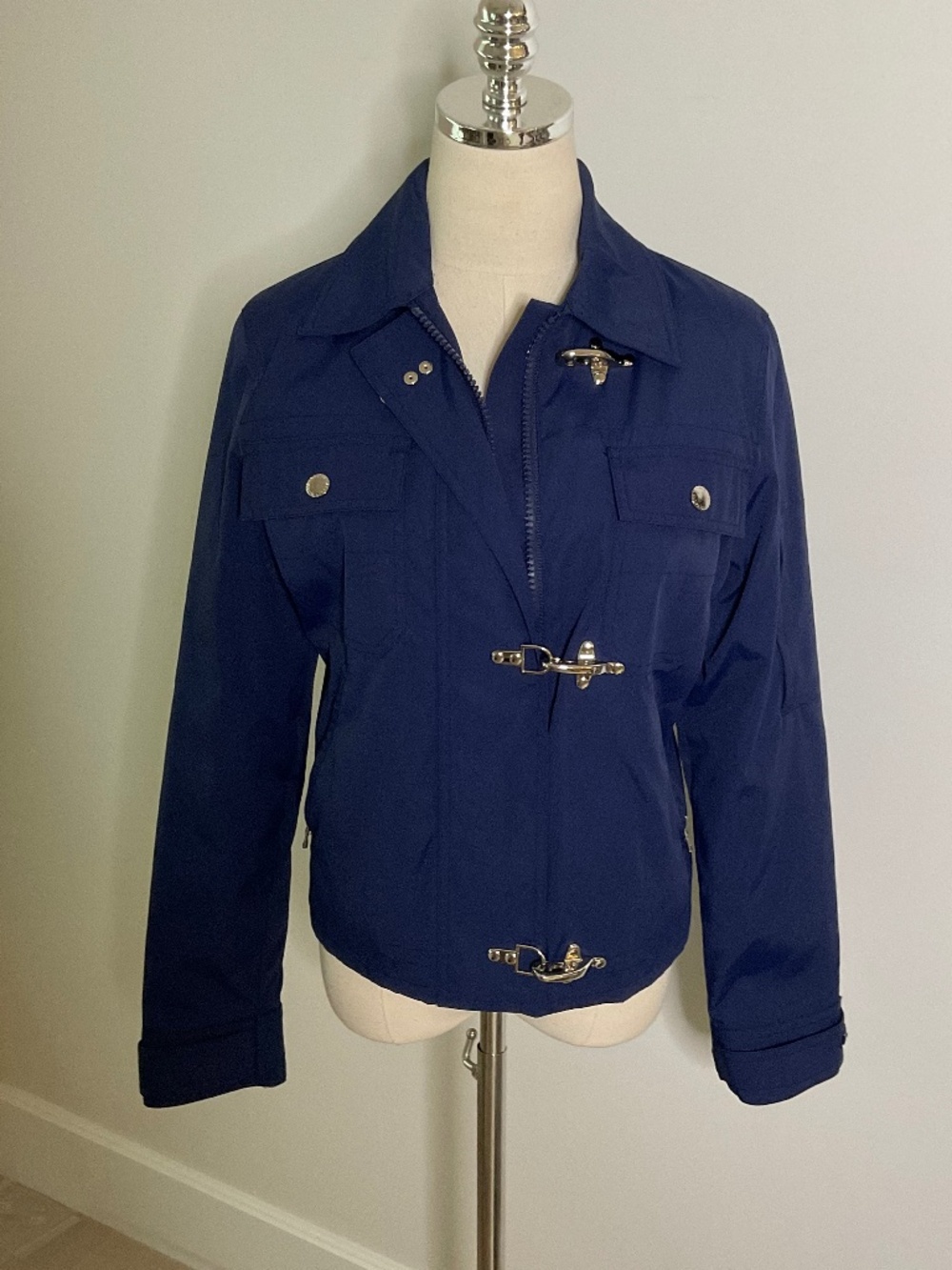 Lauren Ralph Lauren Navy Blue Fireman Lobster Clasp Utility Jacket Size M